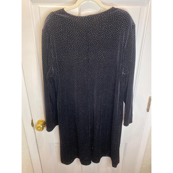 VINTAGE X RONNI NICOLE 90s Y2K Velvet Black XL Midi Sexy Dress Sparkle New Years - Picture 6 of 7